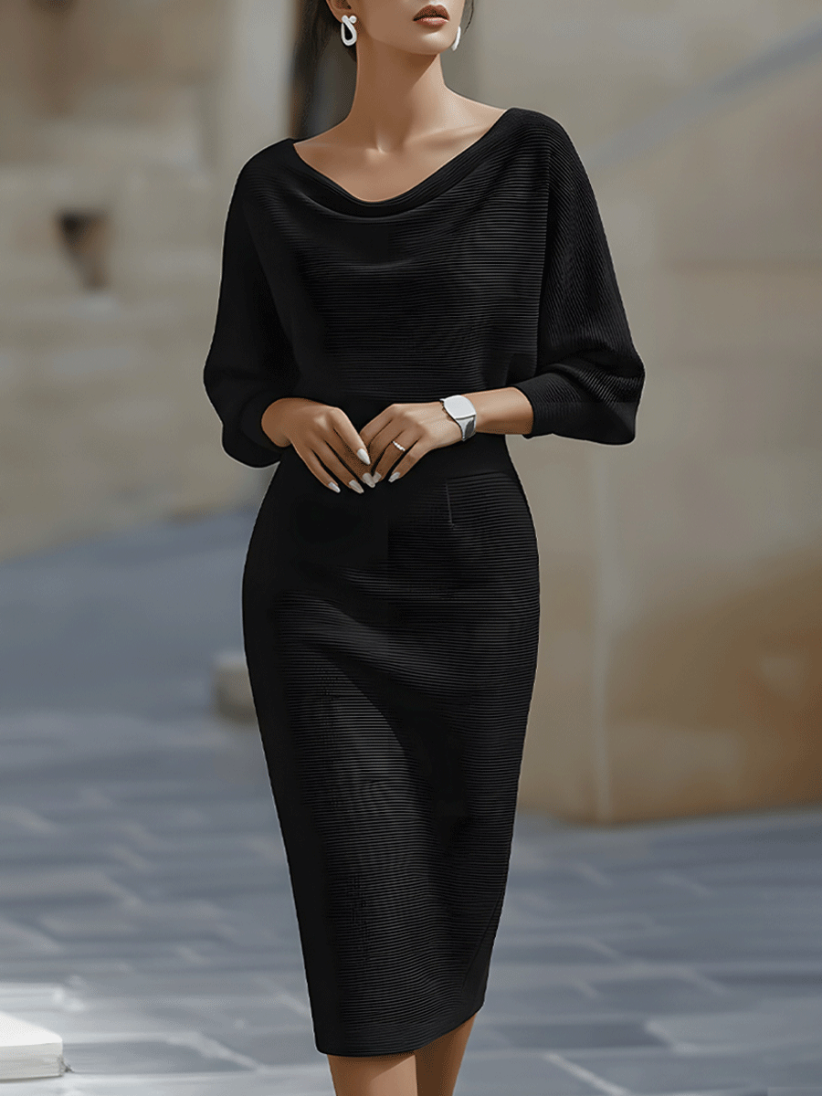 Ashbury | White Draped Batwing Midi Dress