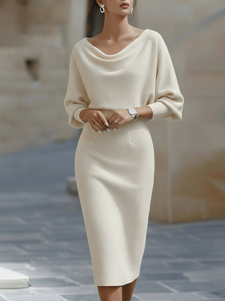 Ashbury | White Draped Batwing Midi Dress