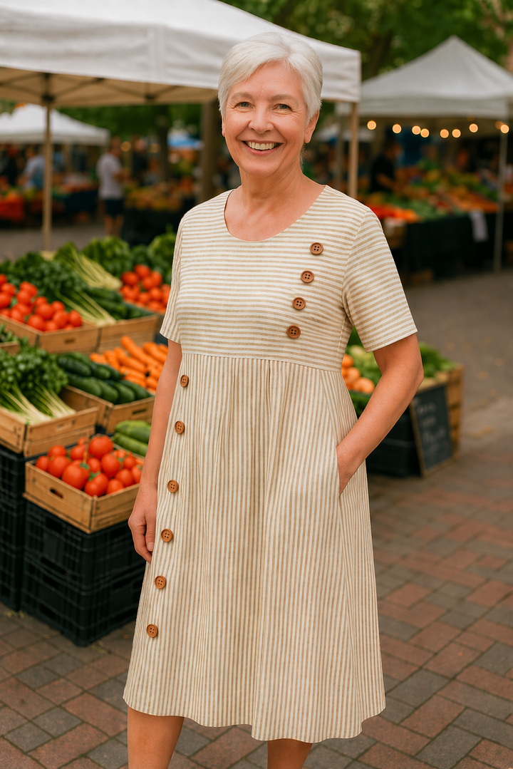 Avery | Striped Midi Dress Effortless Comfort Everyday Confidence