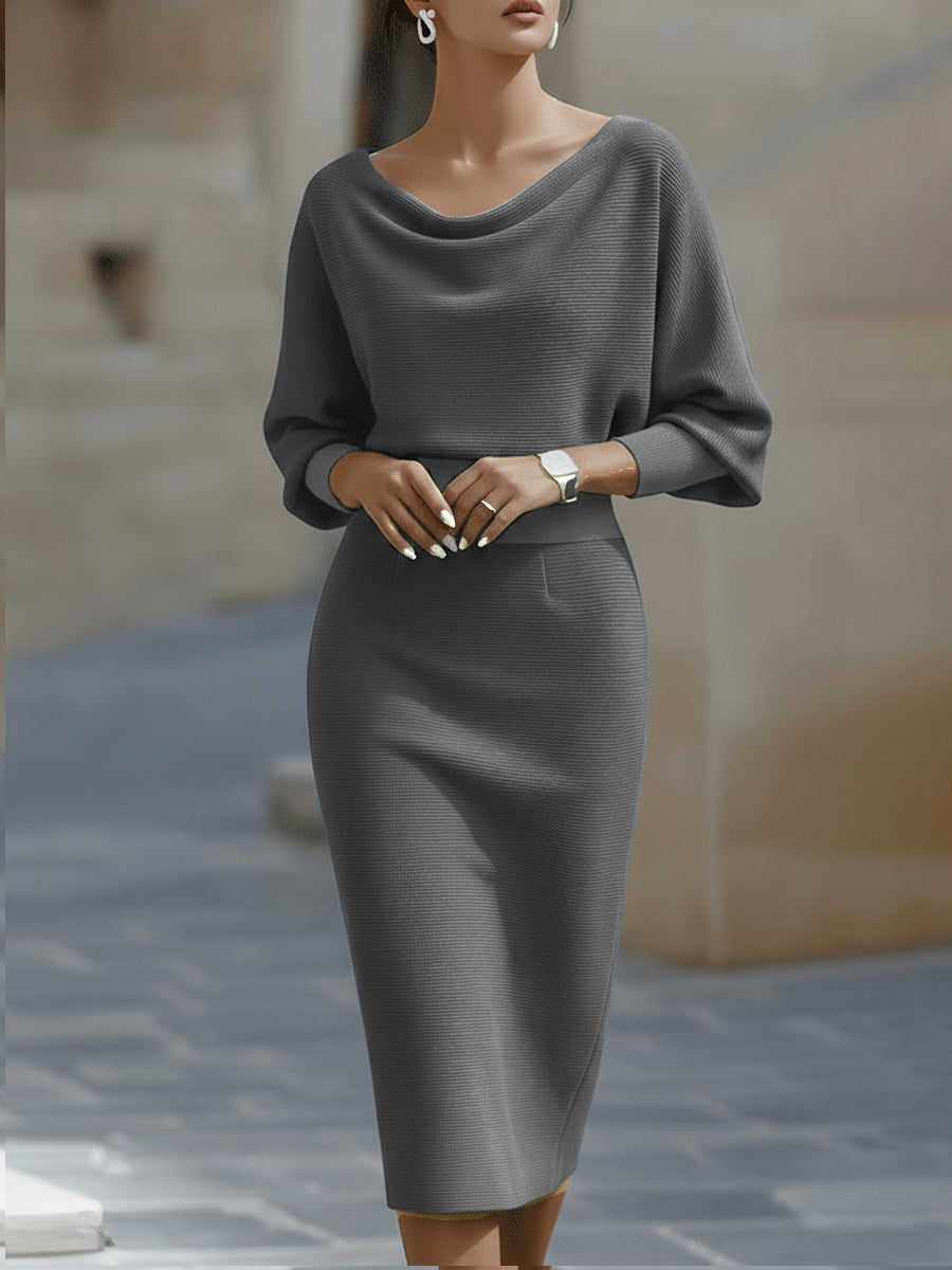 Ashbury | White Draped Batwing Midi Dress