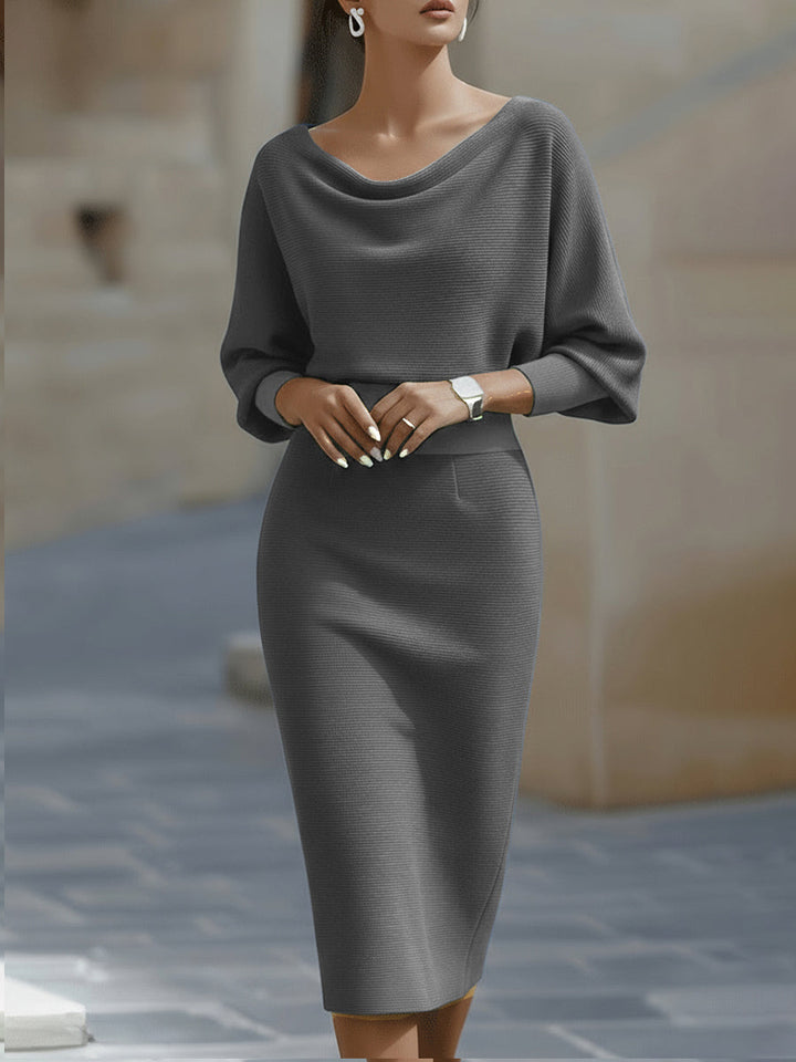Ashbury | White Draped Batwing Midi Dress