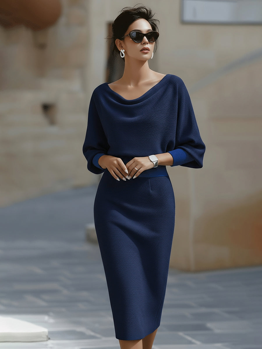 Ashbury | White Draped Batwing Midi Dress